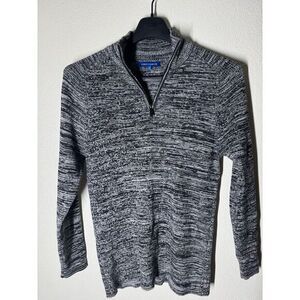 Vince‎ Camuto Men's XL 1/4 Zip Ribbed Stretch Sweater Gray Black Melange M
